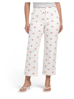 New with Tags Bagatelle Cherry Print White Cropped Pants Size 6